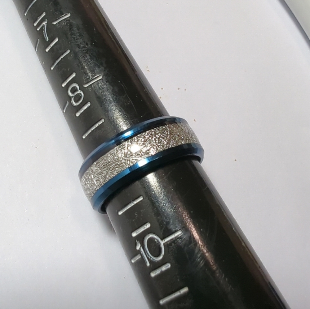 Tungsten Meteorite Ring in Blue & Silver Size 9 NWT Unisex - Picture 4 of 9